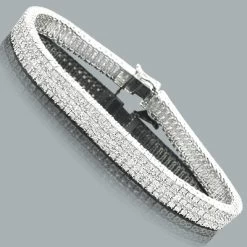 3 Row Diamond Tennis Bracelet 1 Ct Sterling Silver