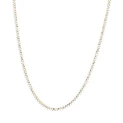 3 Prong Diamond Eternity Chain For Men And Women 14K Yellow Gold Tennis Necklace