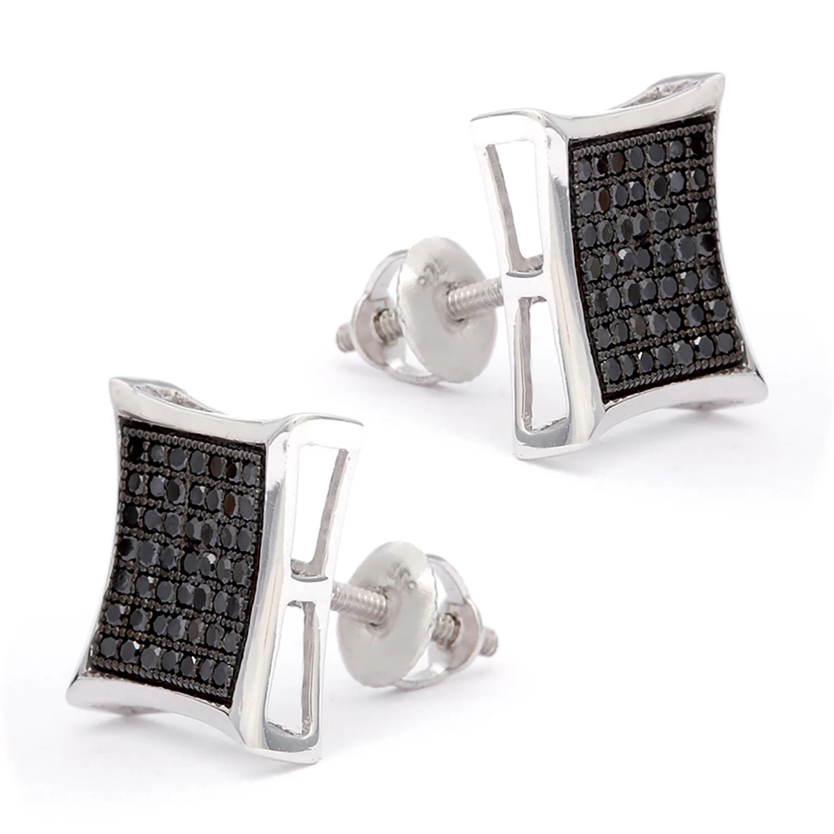 Black Diamond Earrings 0.50ct Sterling Silver - Image 2