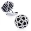 Black Onyx And Diamond Fancy Cufflinks For Men 14K White Gold