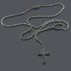 Black Rhodium 10K White Gold Black Diamond Rosary Chain Necklace