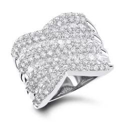 Ladies 3.50 Carat Diamond Cocktail Ring 14K White Gold