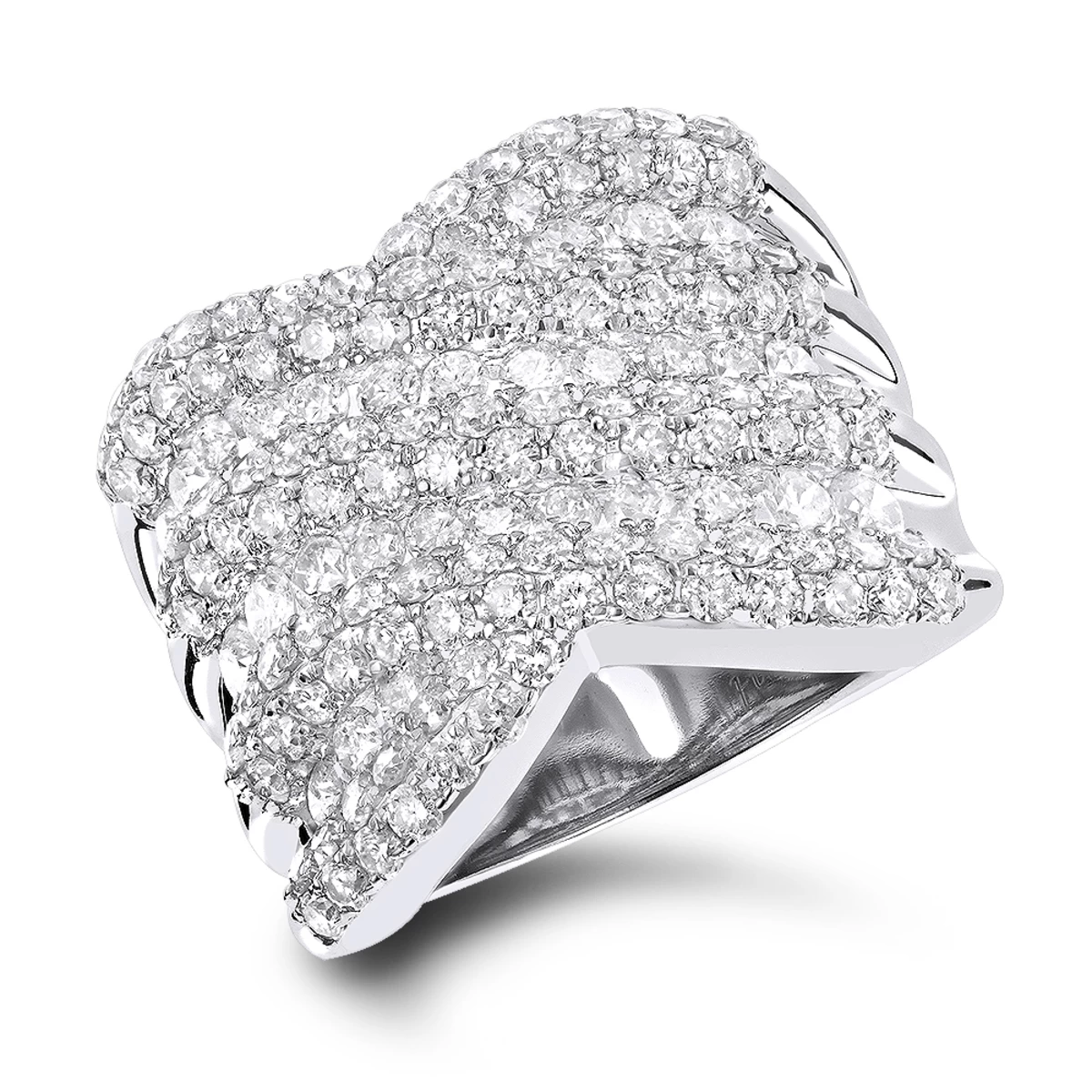 Ladies 3.50 Carat Diamond Cocktail Ring 14K White Gold