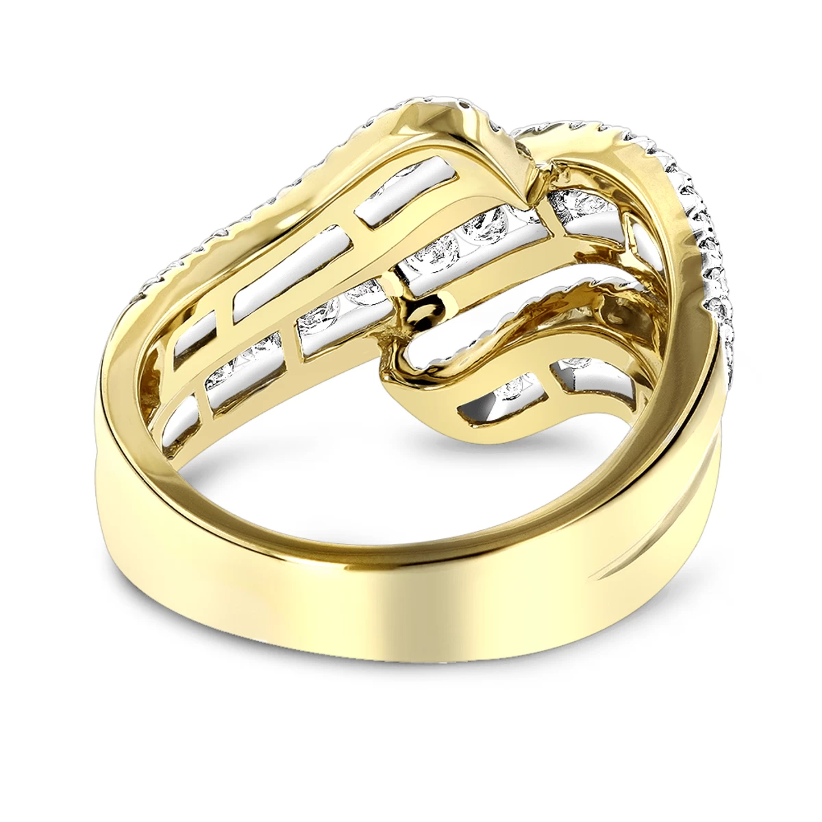 Luxurman Massive Ladies Diamond Wave Cocktail Ring 14K Yellow Gold 1.65ct - Image 4