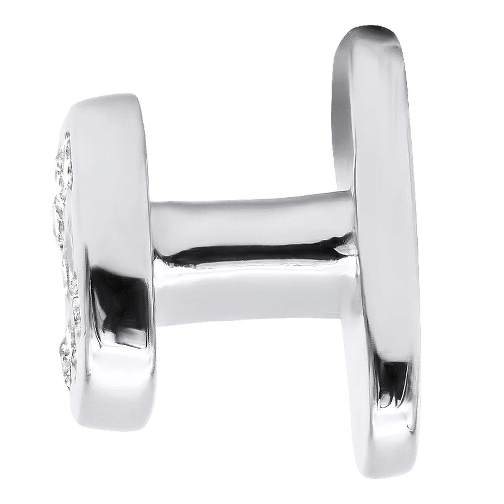 Custom 14K White Gold Shirt Studs With Real Diamonds - Image 7