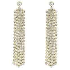 Designer 14K Yellow Gold Waterfall Diamond Drop Earrings For Women 6ct By Luxurman