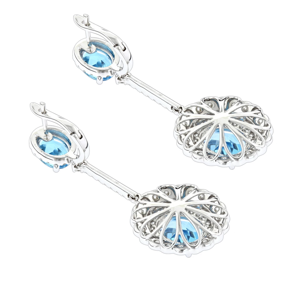 Designer Blue Topaz Diamond Earrings For Women By Luxurman 3.5ct 14K White Gold - Image 4
