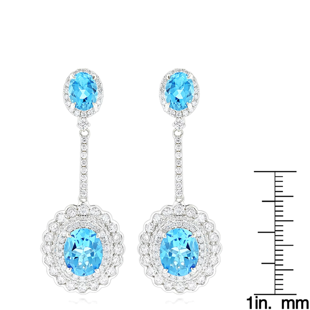 Designer Blue Topaz Diamond Earrings For Women By Luxurman 3.5ct 14K White Gold - Image 6