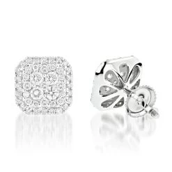 Designer Diamond Stud Earrings 1.21ct 14K White Gold