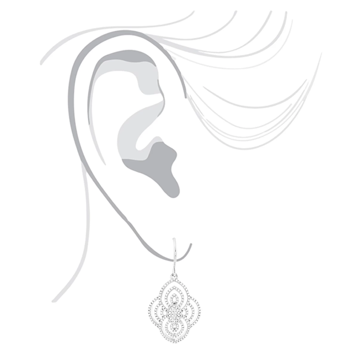 Designer Drop Diamond Earrings For Women 0.6ct 14K White Gold - Image 5
