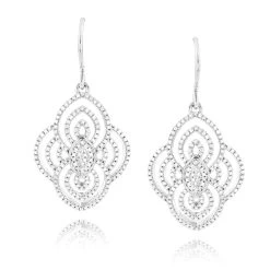 Designer Drop Diamond Earrings For Women 0.6ct 14K White Gold
