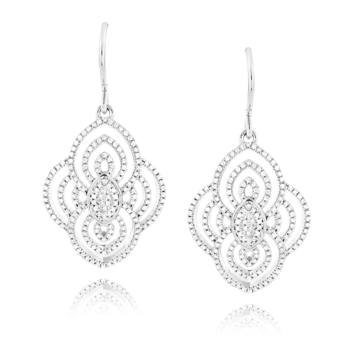 Designer Drop Diamond Earrings For Women 0.6ct 14K White Gold