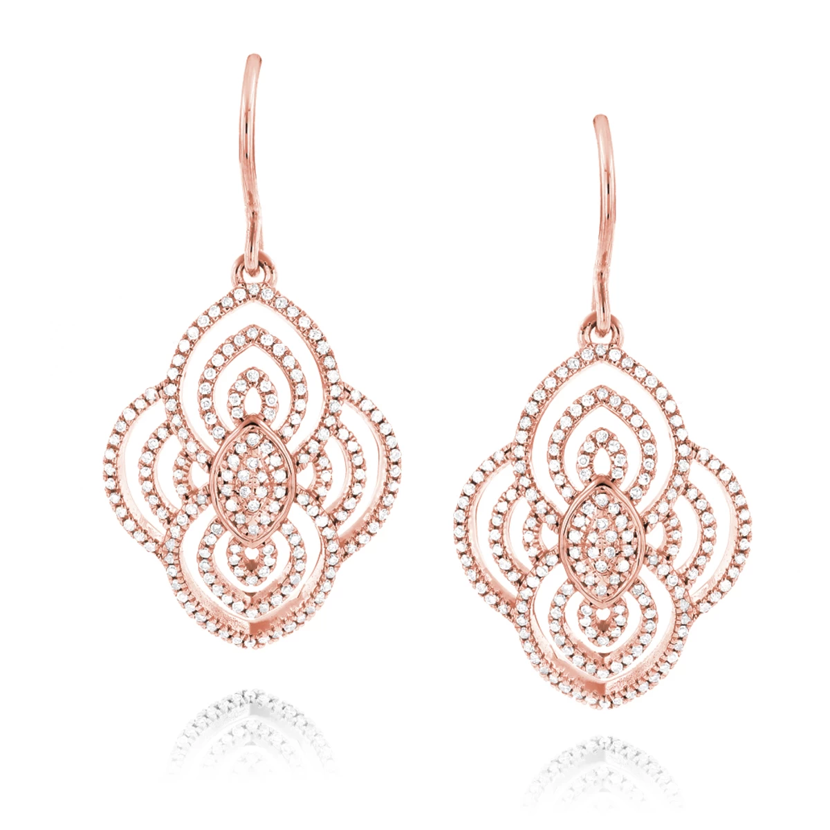 Designer Drop Diamond Earrings For Women 0.6ct 14K White Gold - Image 3