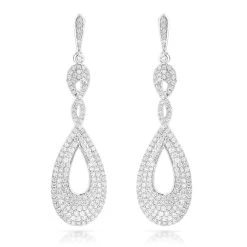 Designer Luxurman Diamond Drop Swirl Earrings For Women 3.5ct 14K White Gold