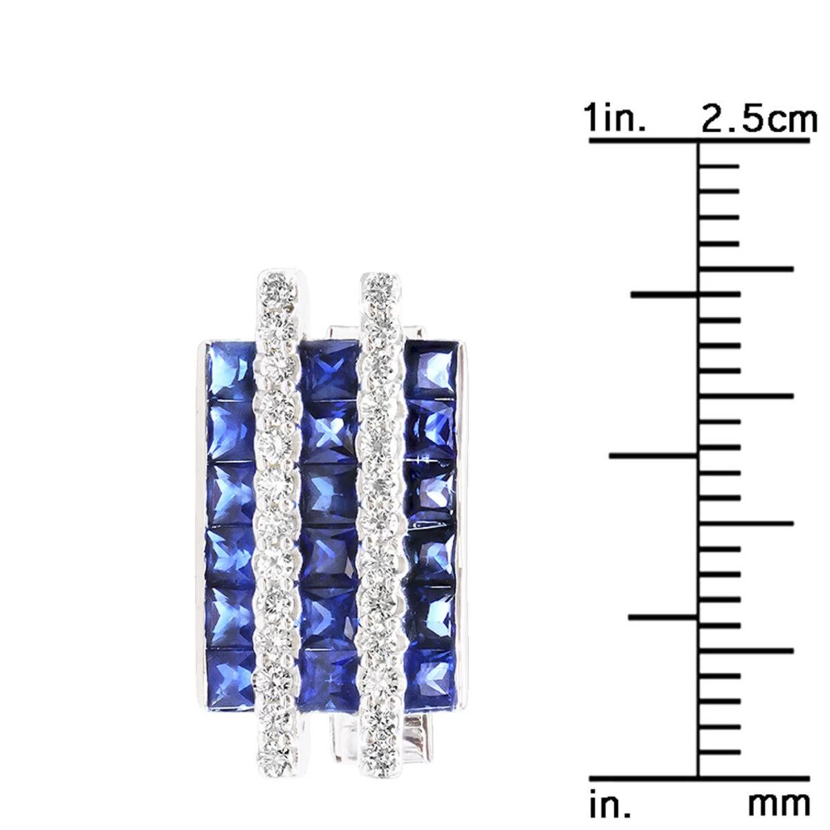 Diamond And Sapphire Cufflinks For Men 14K White Gold Unique Gift 4.5ct - Image 5