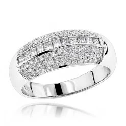 Unique Diamond Bands 18K White Gold Women's Diamond Ring 0.60ct