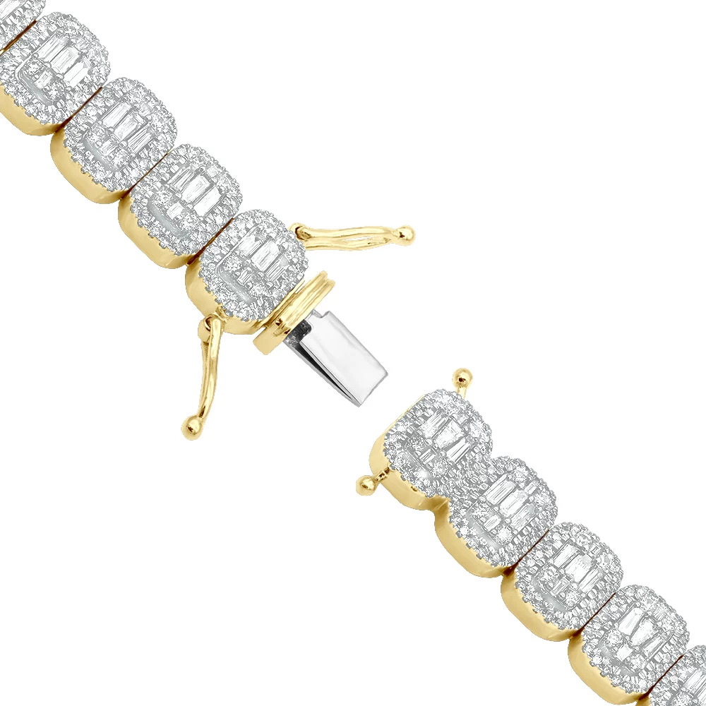 Diamond Bracelet For Women 14K Yellow Gold 8Ct Round And Baguette Diamonds - Image 5