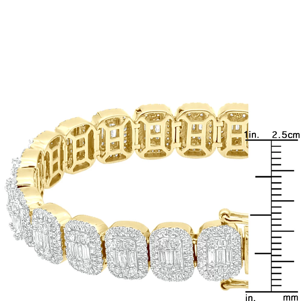 Diamond Bracelet For Women 14K Yellow Gold 8Ct Round And Baguette Diamonds - Image 8