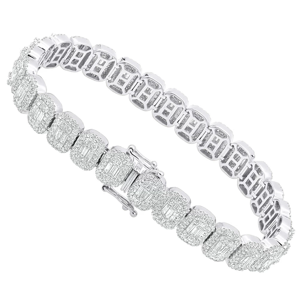 Diamond Bracelet For Women 14K Yellow Gold 8Ct Round And Baguette Diamonds - Image 2