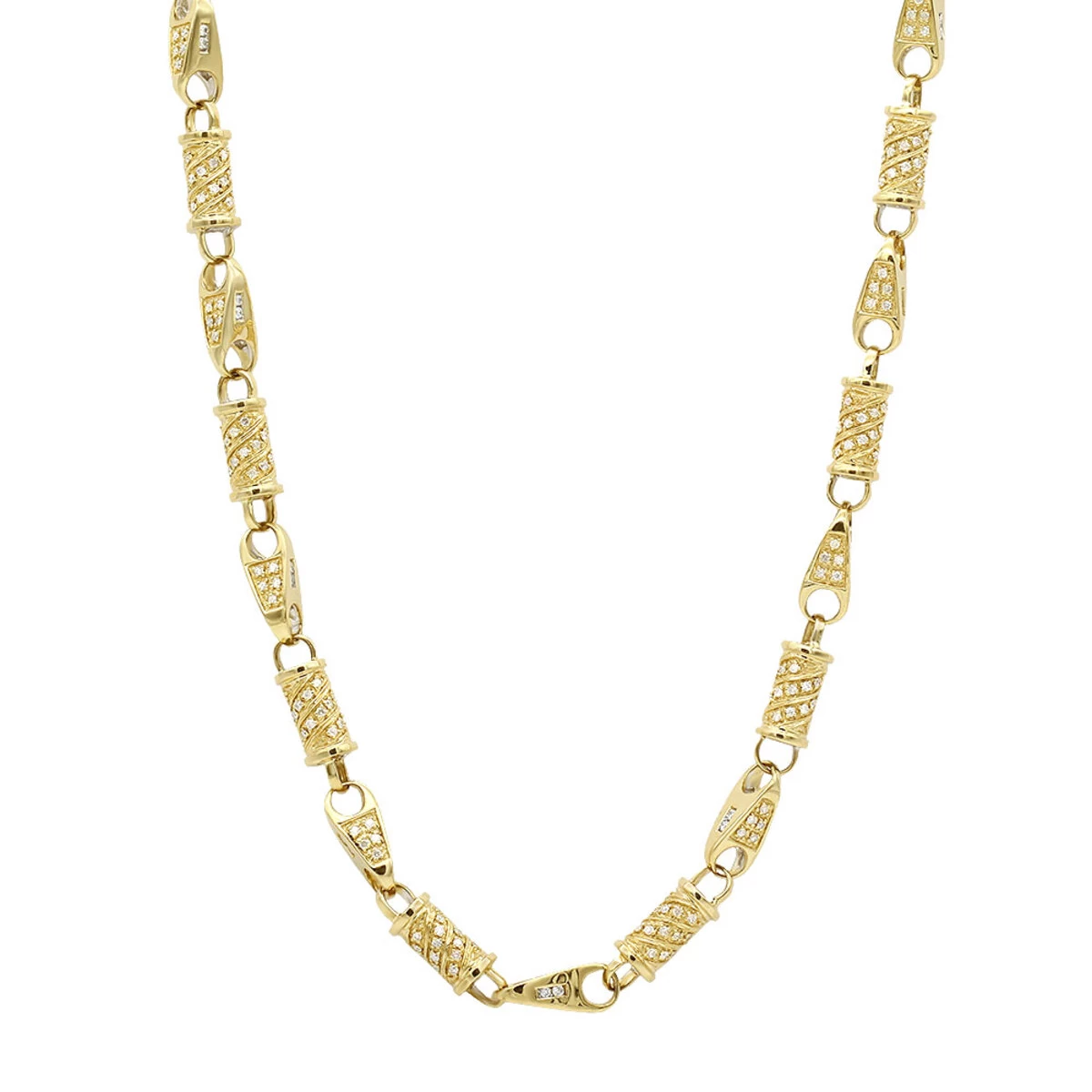 14K Yellow Gold Diamond Chain Necklace 7.08ct