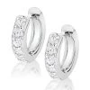 14K Gold Small Diamond Hoop Earrings Huggies 1/2ct