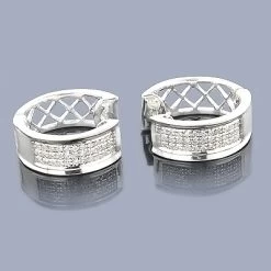 Diamond Hoop Huggie Earrings In Sterling Silver .30ct