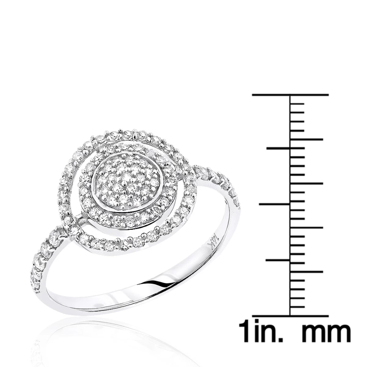 14K White Gold Designer Diamond Circle Ring 0.5 Ctw - Image 6