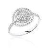 14K White Gold Designer Diamond Circle Ring 0.5 Ctw