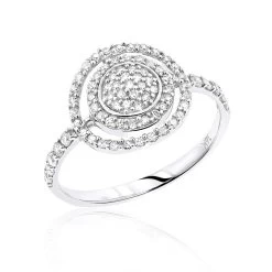 14K White Gold Designer Diamond Circle Ring 0.5 Ctw