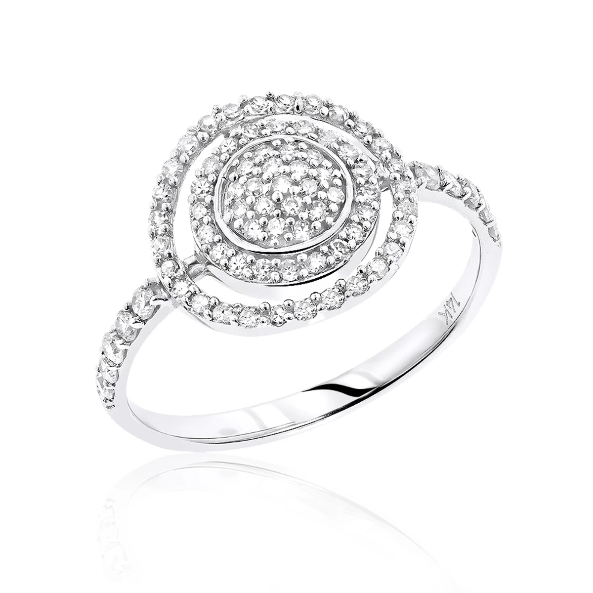 14K White Gold Designer Diamond Circle Ring 0.5 Ctw