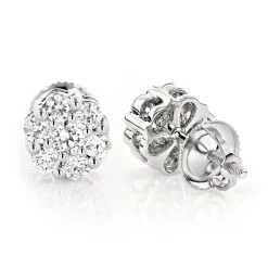 Discount Diamond Earrings In Sterling Silver 0.92ct Cluster Studs