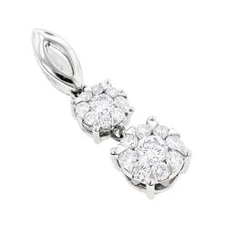 18K White Gold Double Cluster Diamond Pendant 0.49ct By Luccello