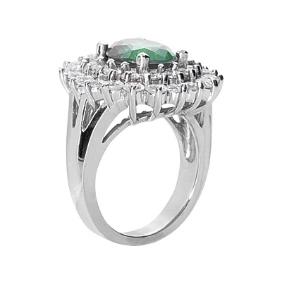 14K White Gold Ladies Gemstone Diamond & Emerald Ring 1.96ctd 3cte - Image 3