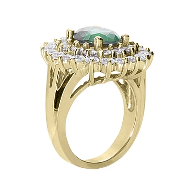 14K White Gold Ladies Gemstone Diamond & Emerald Ring 1.96ctd 3cte - Image 4