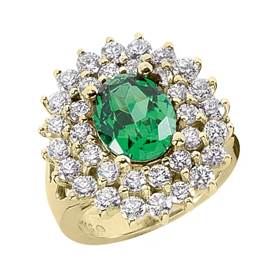 14K White Gold Ladies Gemstone Diamond & Emerald Ring 1.96ctd 3cte - Image 2