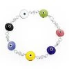 Evil Eyes 14K White Gold Diamond Evil Eye Bracelet Multicolor 0.70