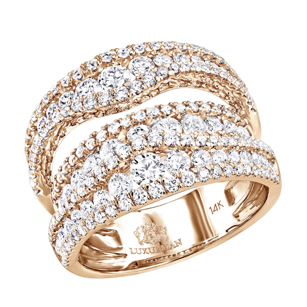 Exquisite 14K White Gold Diamond Cocktail Ring For Women By Luxurman 2.75ct - Image 3