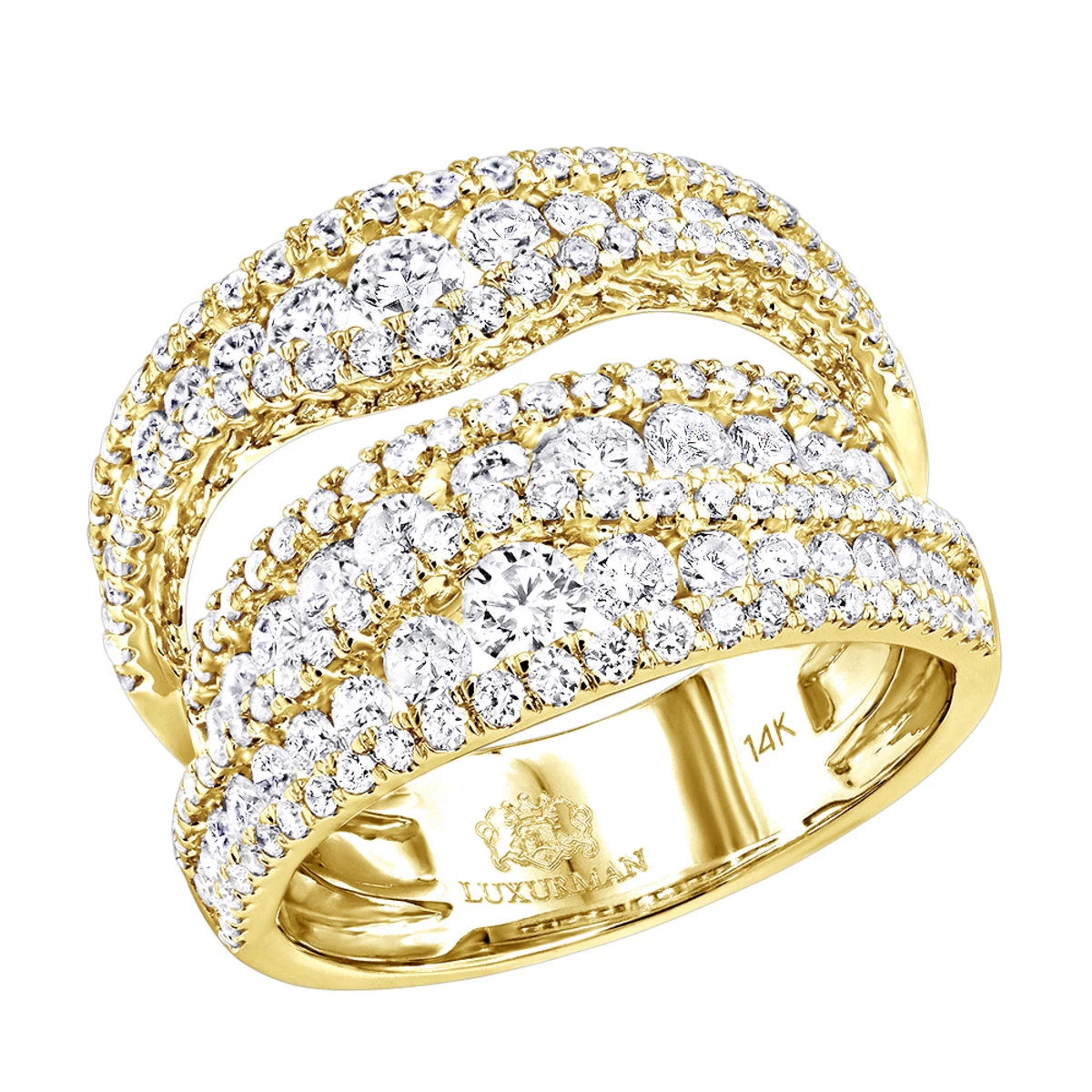 Exquisite 14K White Gold Diamond Cocktail Ring For Women By Luxurman 2.75ct - Image 2