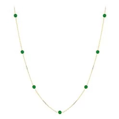 Gemstone By The Yard Chain: 14K Yellow Gold Women's Emerald Necklace 1.33ct