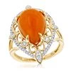 14K Yellow Gold Orange Aventurine Diamond Ring 5ct