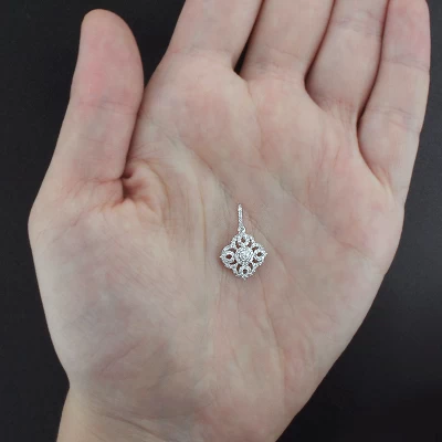 Gold Diamond Flower Pendant 0.29ct 14K White Gold - Image 2