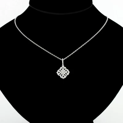 Gold Diamond Flower Pendant 0.29ct 14K White Gold - Image 3