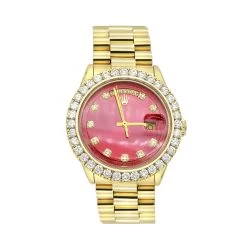 Gold Rolex Watch For Men With Diamond Bezel 4.5ct Datejust Oyster Perpetual