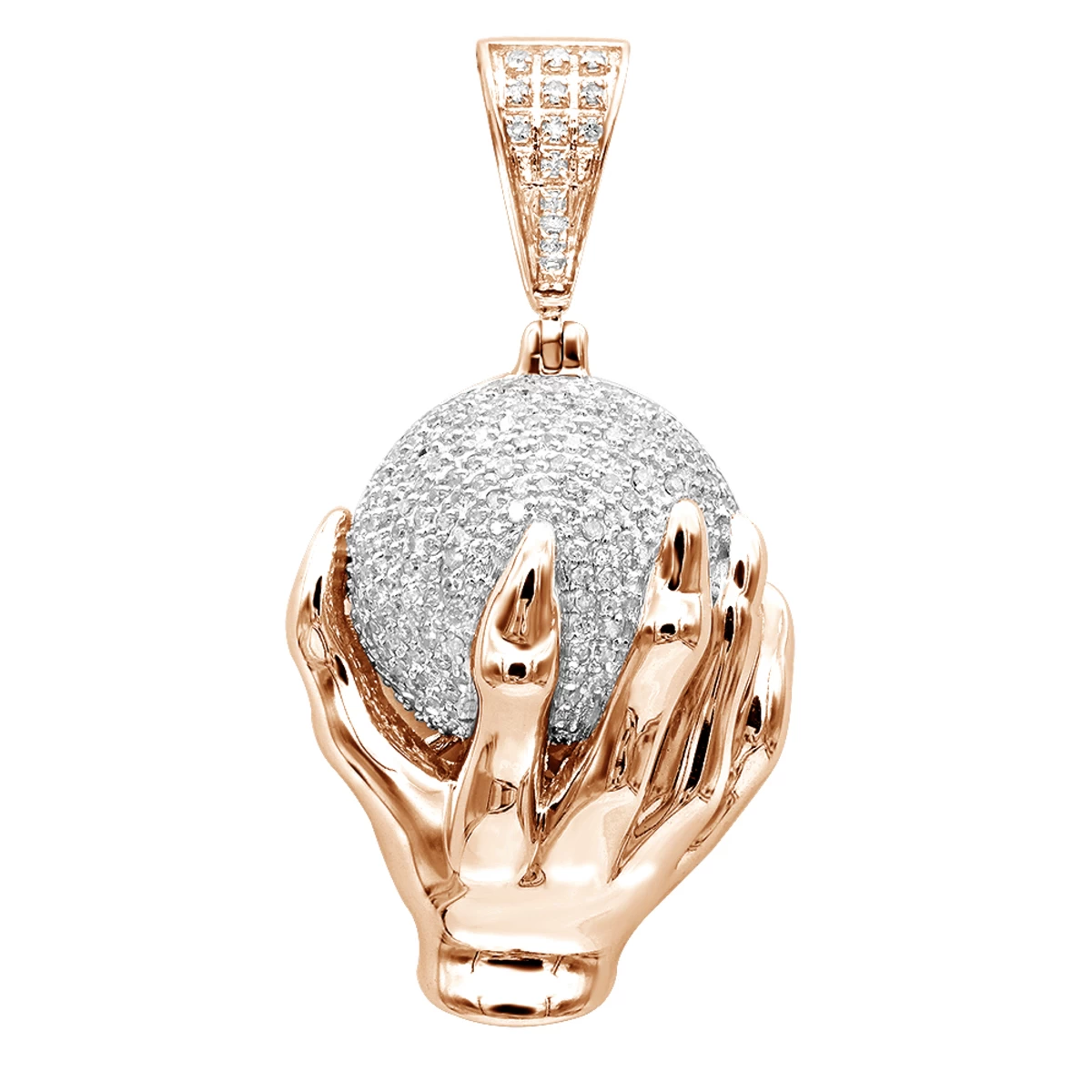 Gold The World Is Mine Diamond Pendant For Men Dragon Claw Holding A Ball - Image 3