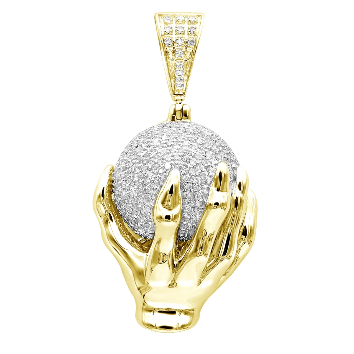 Gold The World Is Mine Diamond Pendant For Men Dragon Claw Holding A Ball - Image 2
