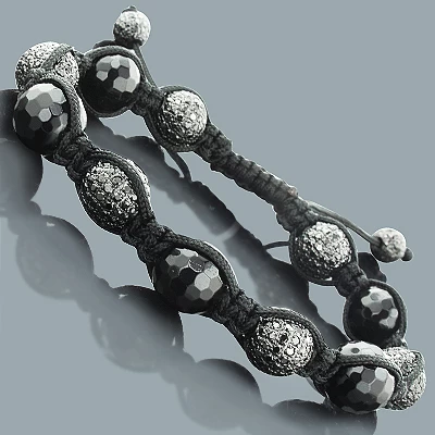 Hip Hop Black Diamond Disco Ball Bracelet 10ct