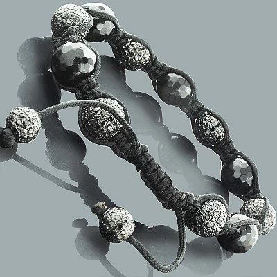 Hip Hop Black Diamond Disco Ball Bracelet 10ct - Image 2