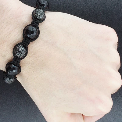 Hip Hop Black Diamond Disco Ball Bracelet 10ct - Image 3