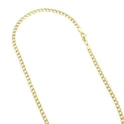Hollow 10K Yellow Gold Curb Chain For Men & Women 4.5mm Wide
