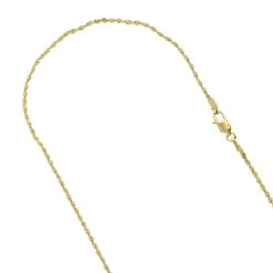 Hollow 10K Yellow Gold Rope Chain For Men & Women Sparkle 2mm Wide